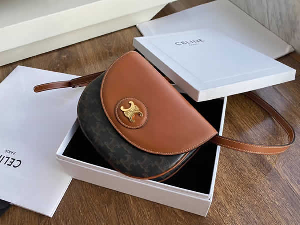 Replica Cheap Celine New Brown Triomphe Printed Saddle Bags